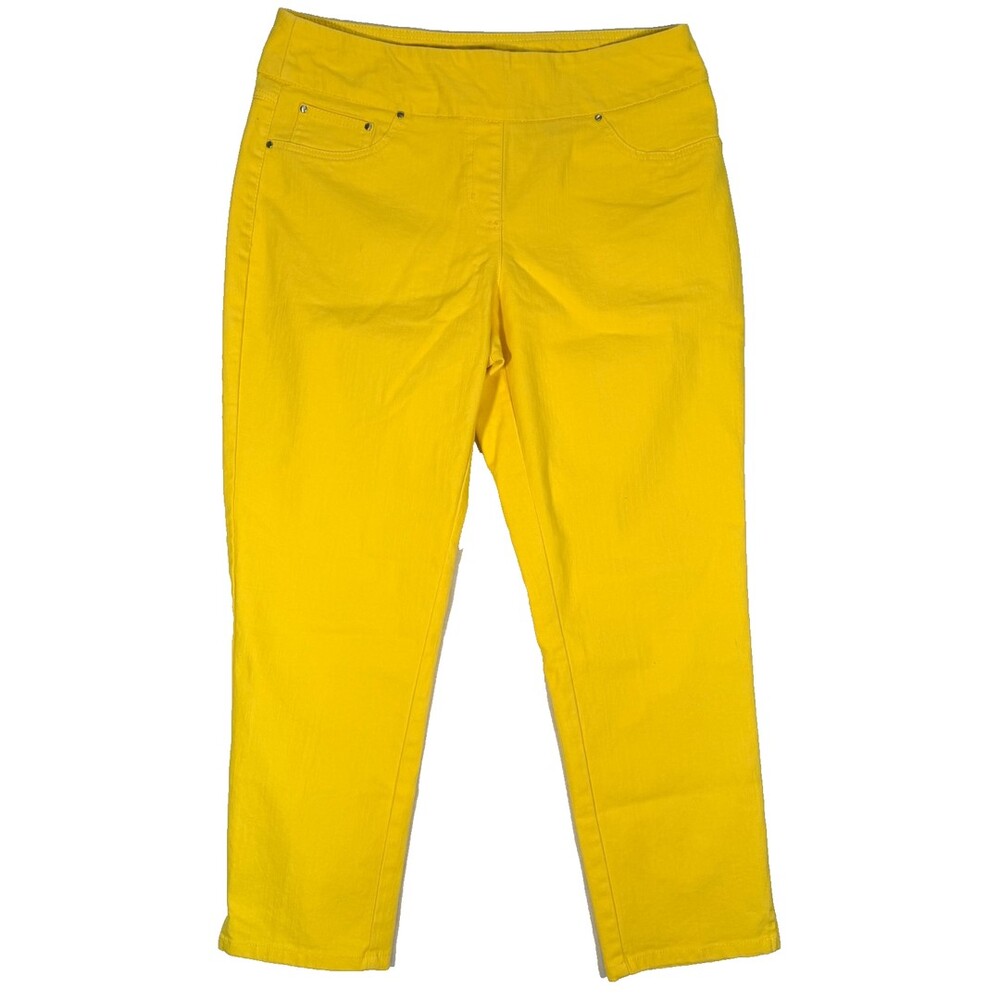 Ruby Rd. Crop Jeans Women's 10 Vibrant Yellow Pull On Back Pockets